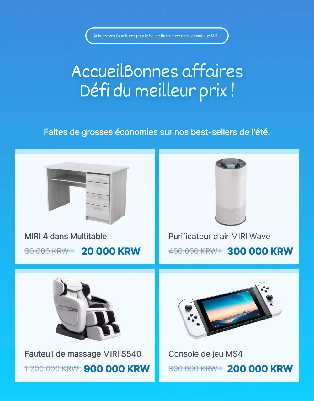 Promouvoir une vente d'été moderne en bleu et bleu ciel