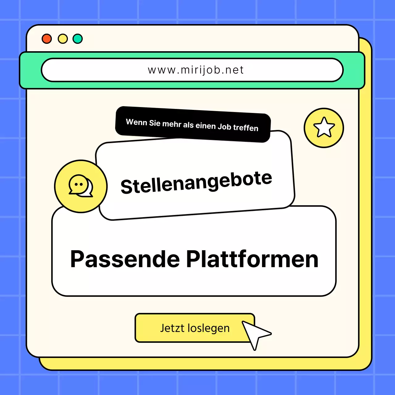 Trendiges Bewerbungsanschreiben in Gelb und Blau