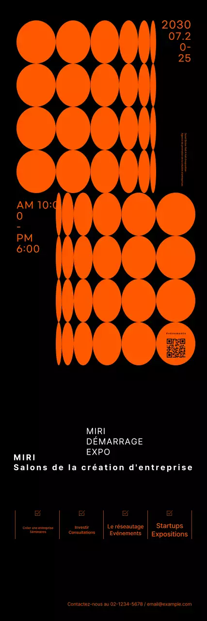 Bannière de salon de la création d'entreprise avec graphisme en forme de néon