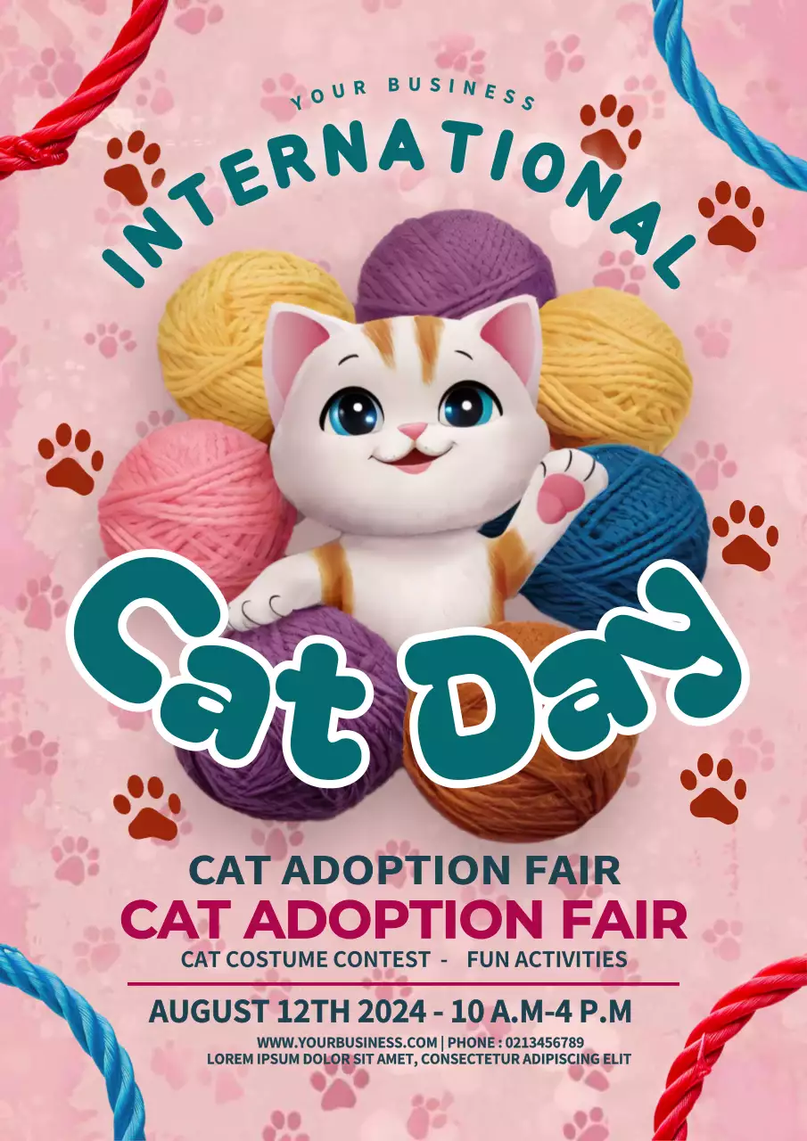 Pink Playful Cat Event Announcement Poster