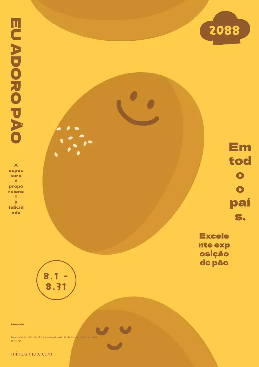Exposição de pão amarelo e castanho Hiroho.