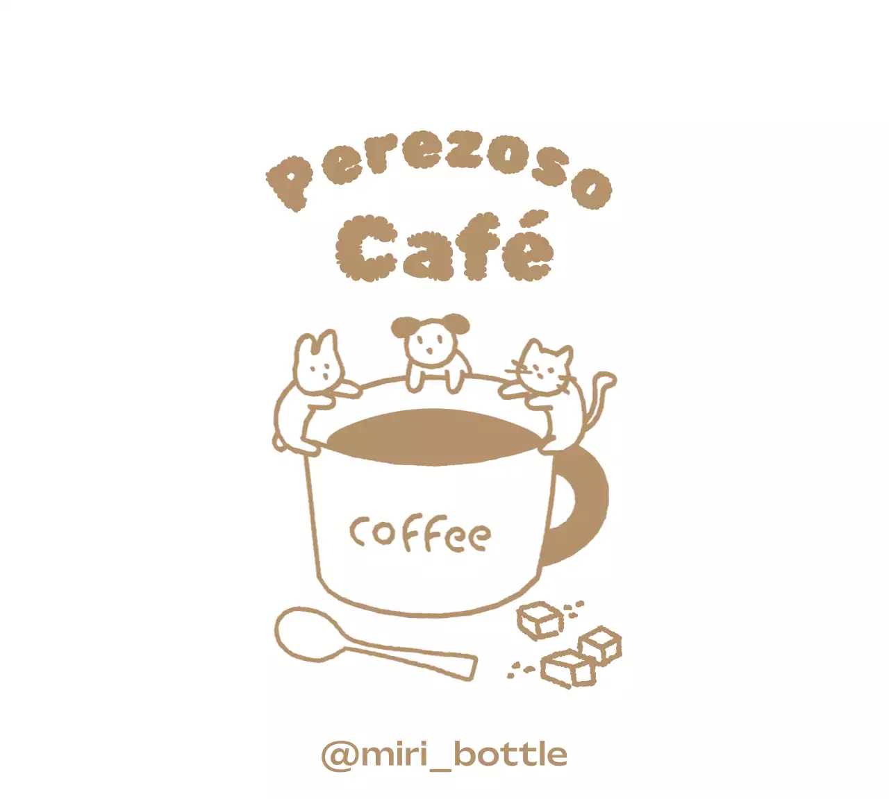 Taza de café doodle concepto con animales lindos