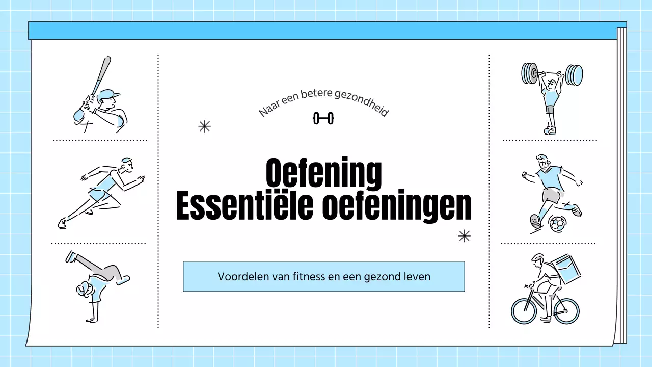 Lichtblauw eenvoudig oefenmateriaal voor gezondheidsvoorlichting