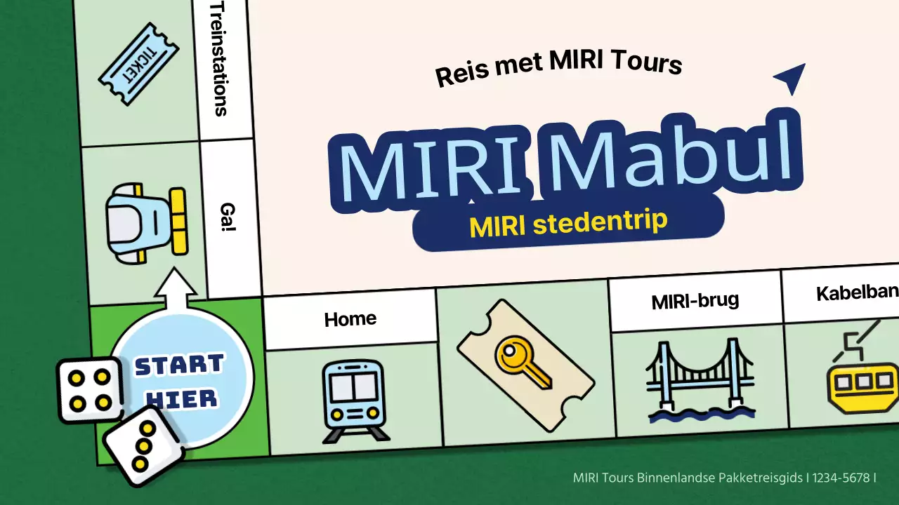 Promoot binnenlands pakkettoerisme in een groen-blauwe bordspelstijl met een twist