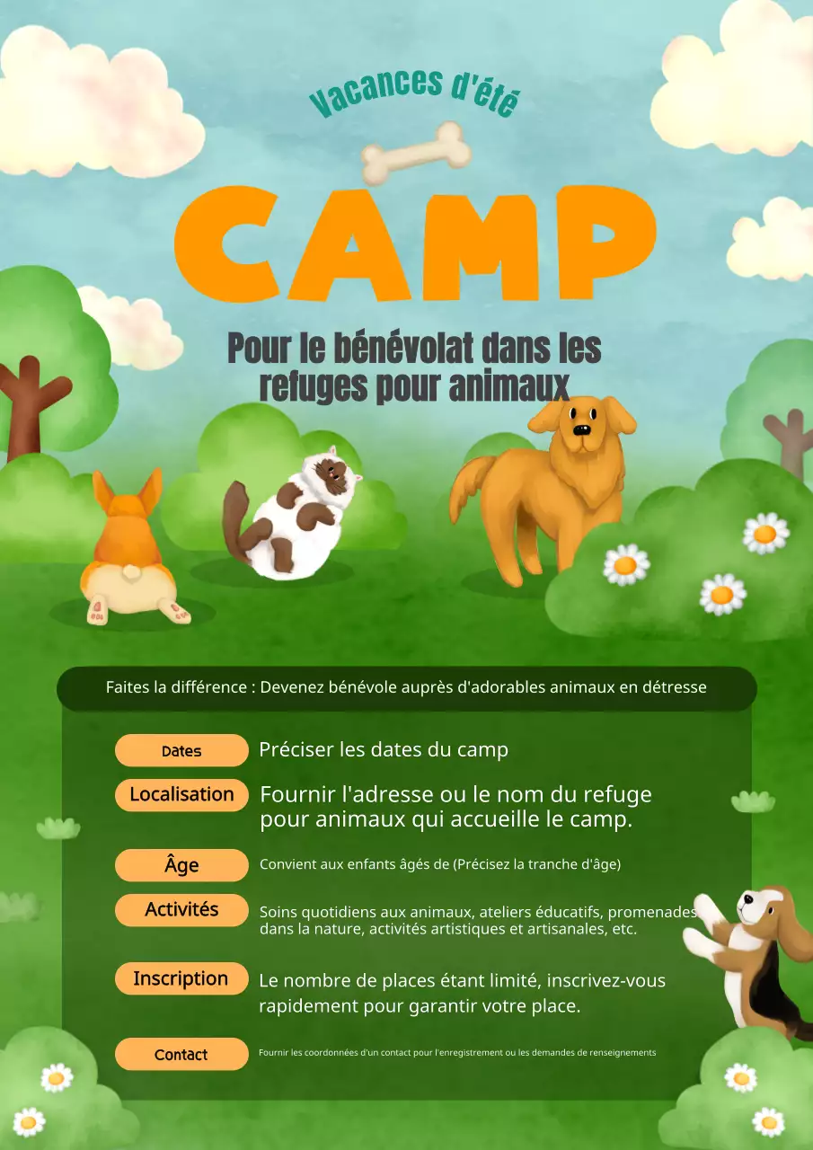Promouvoir les camps d'été "vert" et "orange" au Centre de soins animaliers
