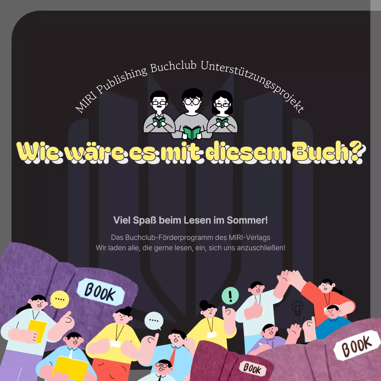 Werben Sie für die Unterstützung eines einfachen Buchclubs in Marineblau