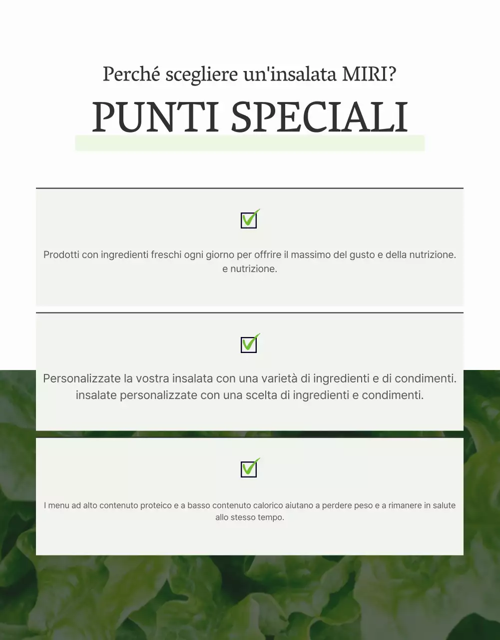 Promuovere una semplice pagina di dettaglio dell'insalata bianca e chartreuse