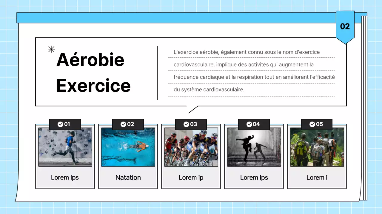 Matériel pédagogique bleu clair pour l'exercice physique simple et la santé