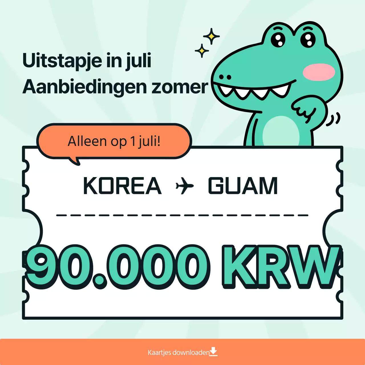 Promoot kitscherige zomervluchtaanbiedingen in groen en wit