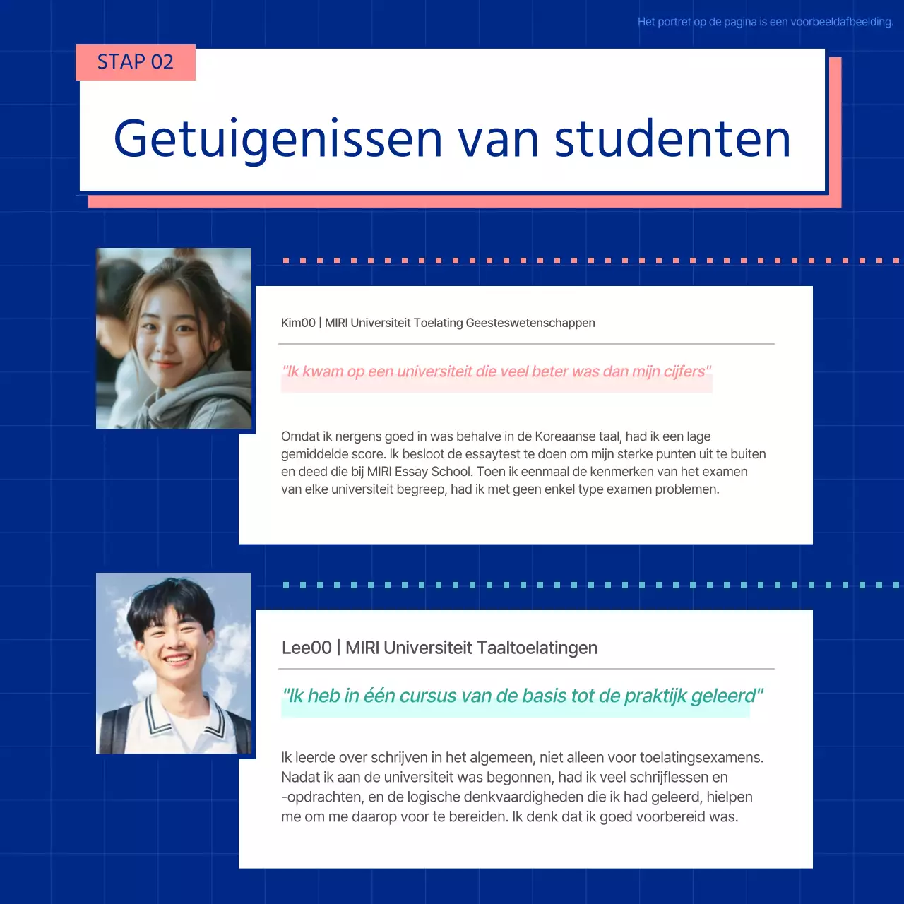 Blauwe, eenvoudige toelatingsessays voor hoger onderwijs promoten