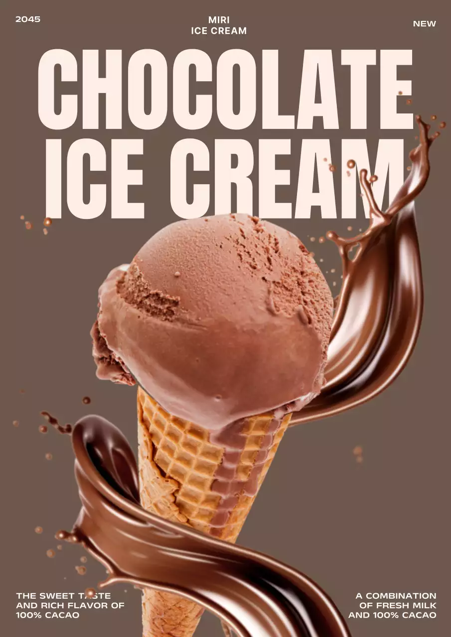 브라운 모던 아이스크림 프로모션 포스터