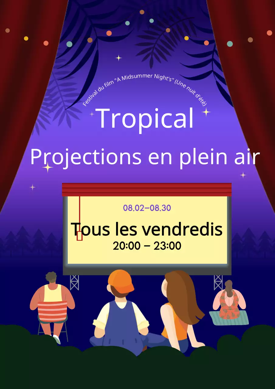 Promouvoir les projections en plein air avec une simple nuit tropicale en violet