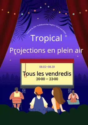 Promouvoir les projections en plein air avec une simple nuit tropicale en violet