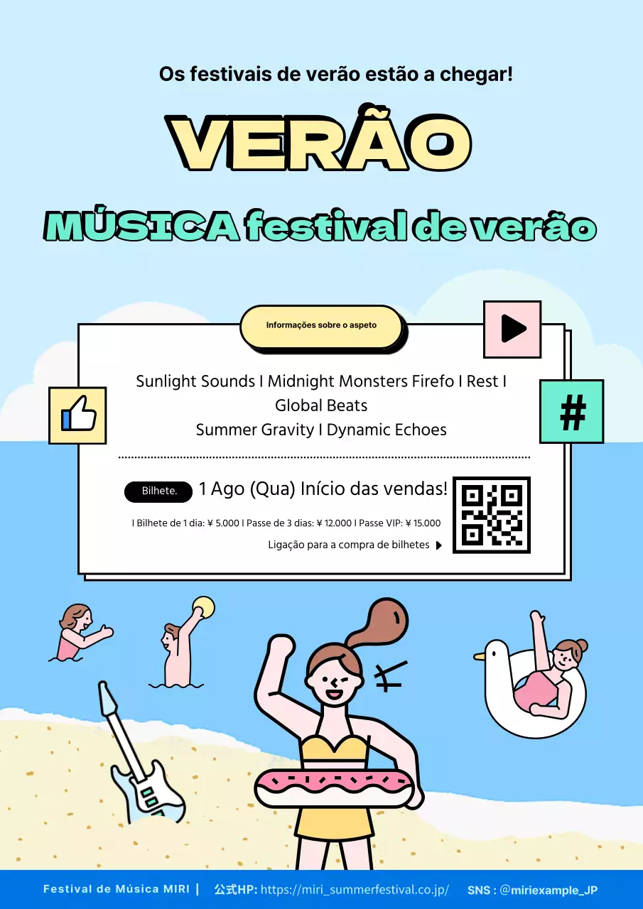 Festival de verão pop azul e azul claro RP