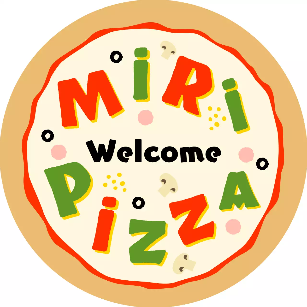 동그란 피자모양 피자가게 발매트