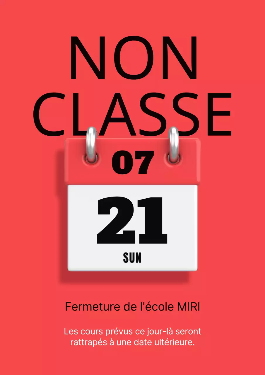 Un simple avis de fermeture d'école en rouge et noir