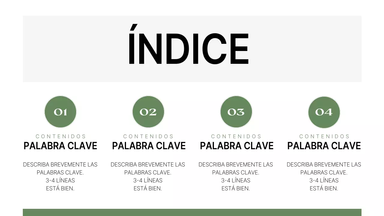 Un perfil de empresa sencillo, de marca, verde y blanco