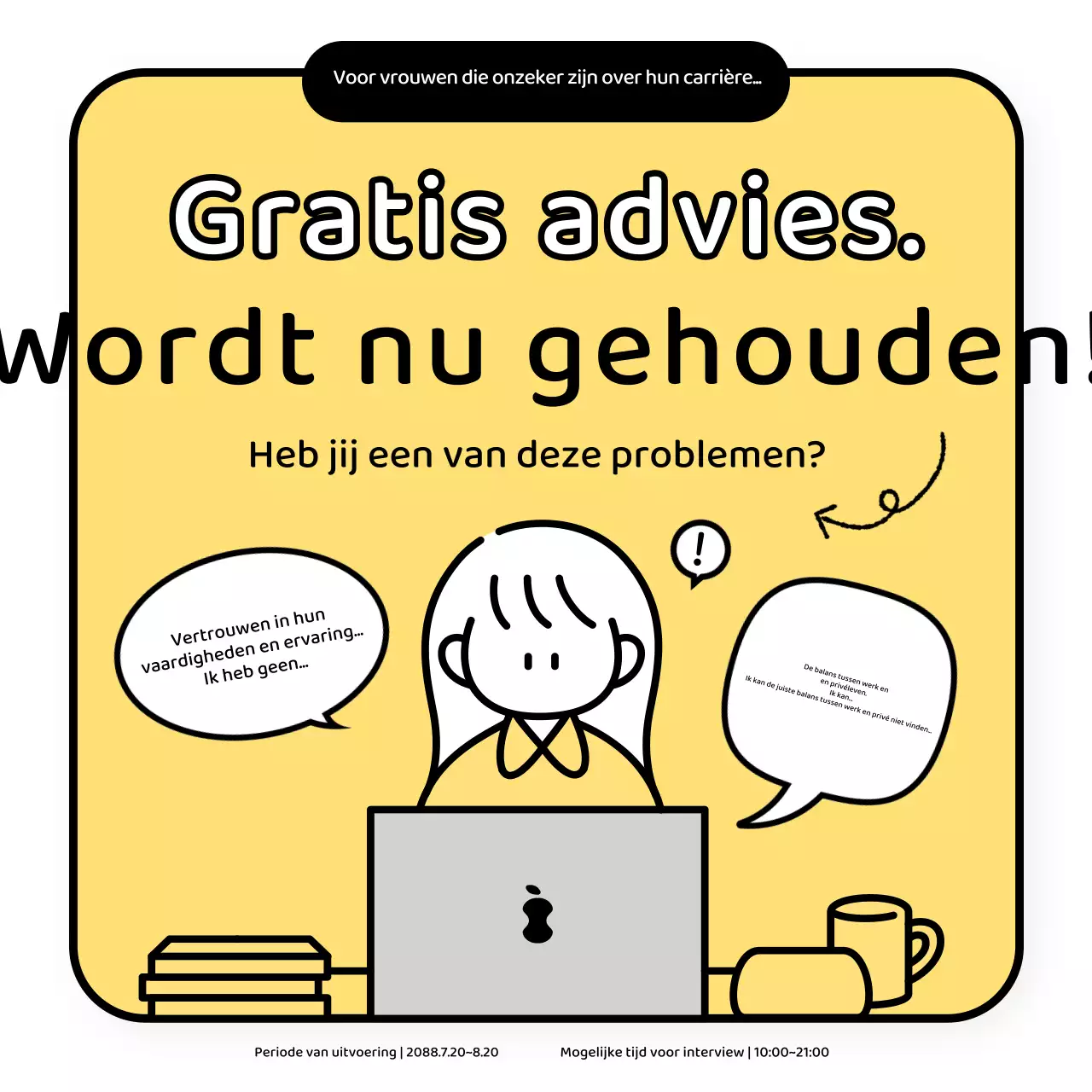 Promoot een eenvoudig geel-wit carrière gratis advies evenement