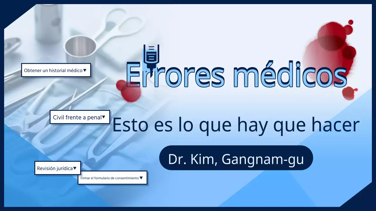 Información de estilo geométrico en azul claro y azul marino sobre cómo hacer frente a los errores médicos