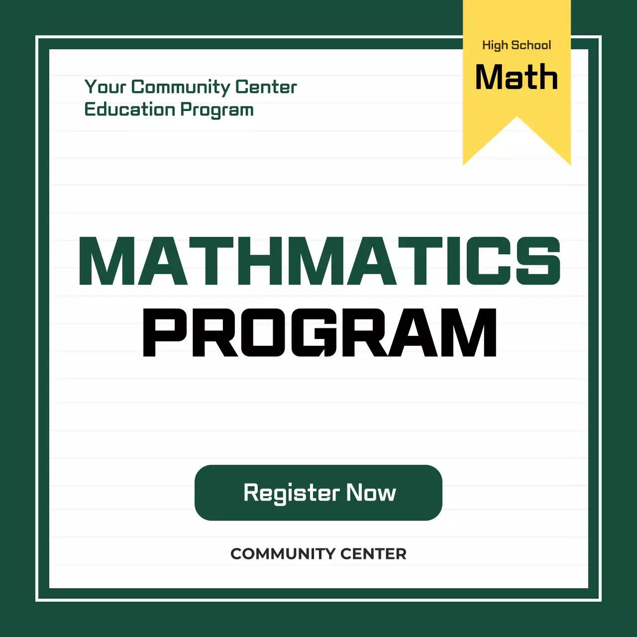 Green Simple Mathematics Registeration Social Media Post