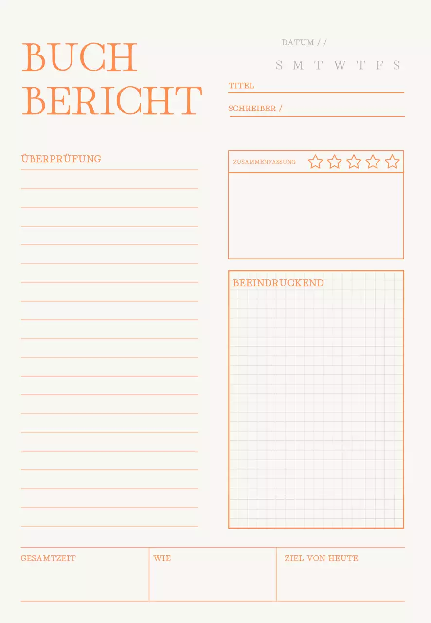 Orange und beige Buch Bericht Notizblock