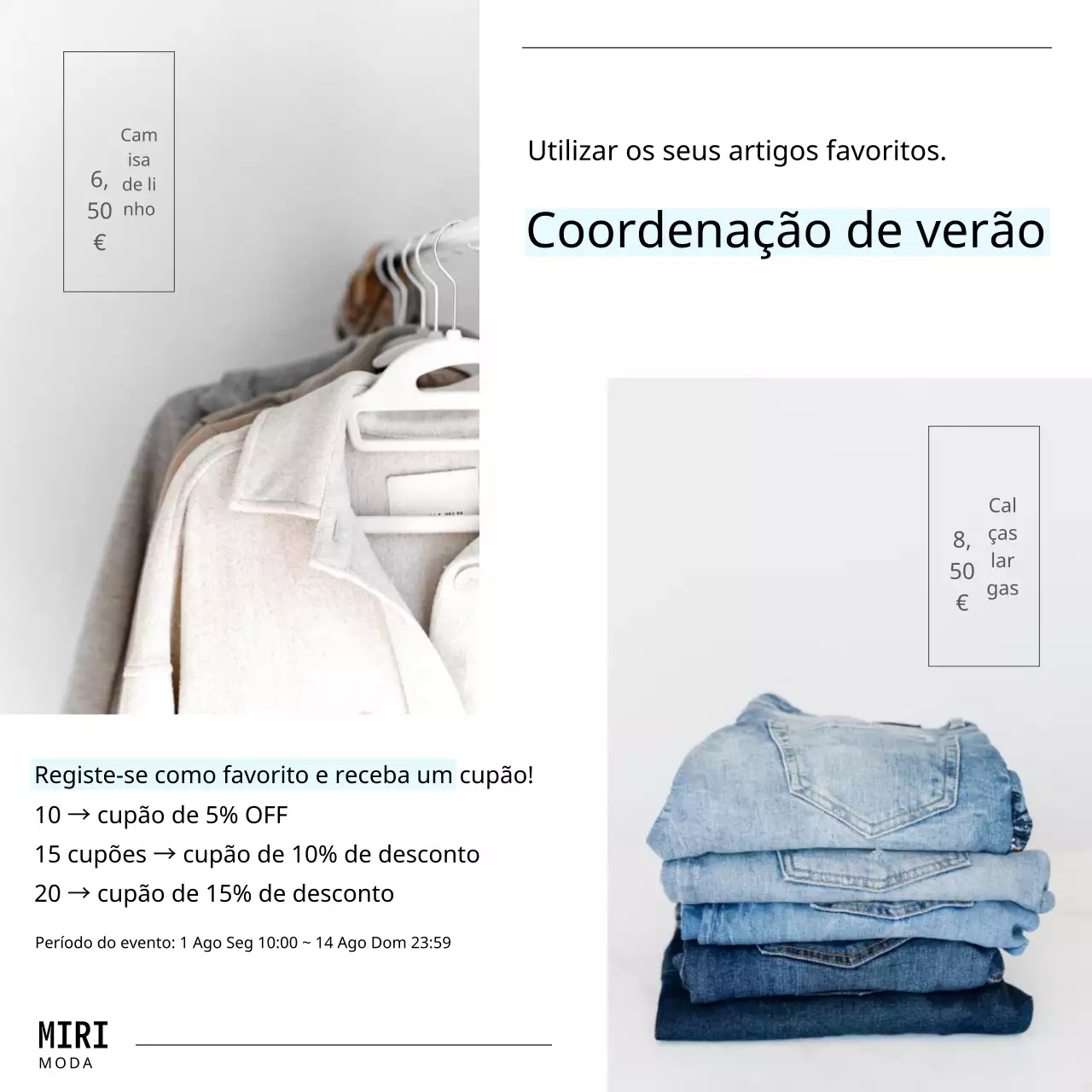 Folhetos simples de relações públicas em branco e azul-celeste para vestuário.