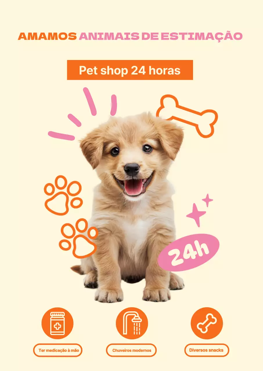 Uma loja de artigos para animais de estimação aberta 24 horas por dia com cachorrinhos giros