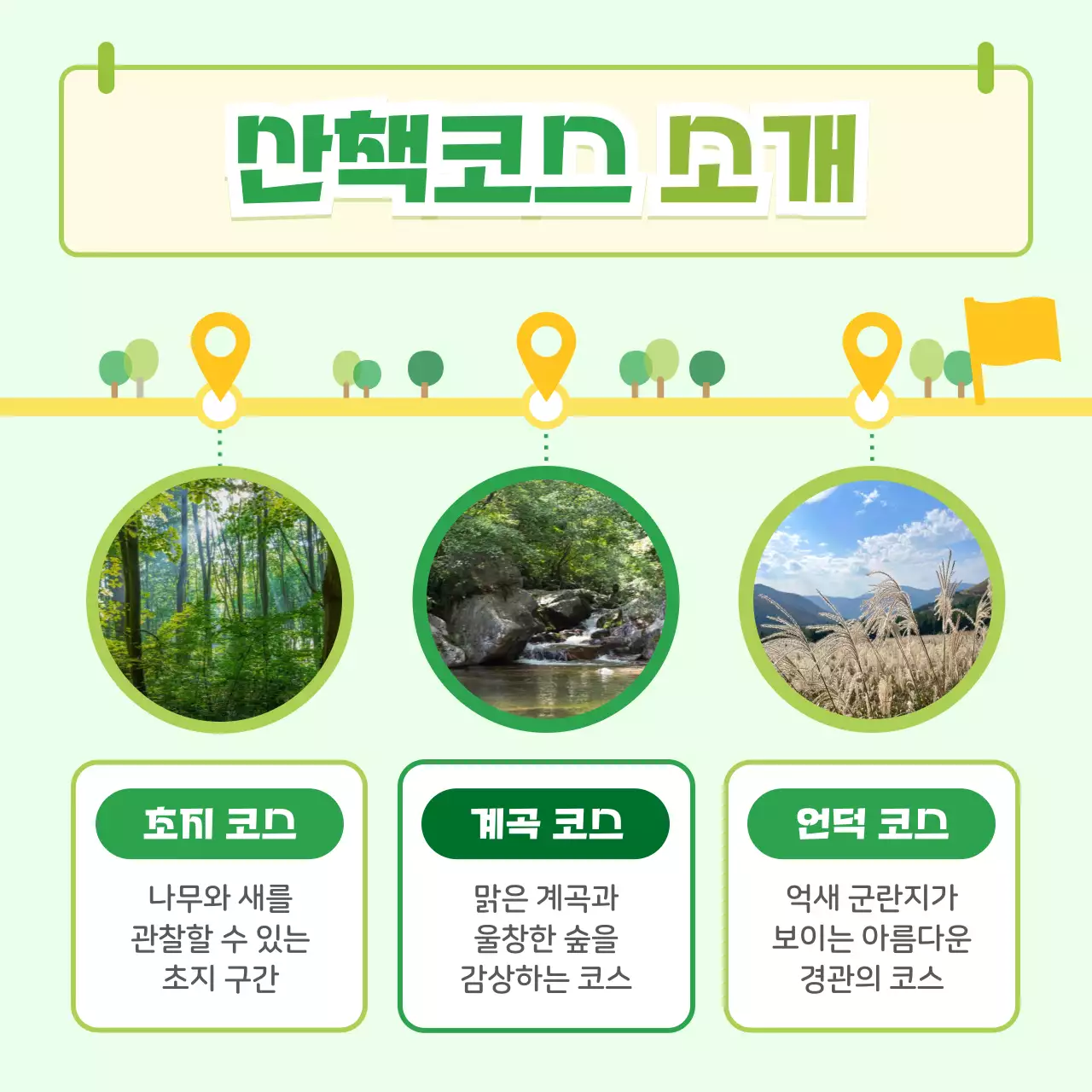 초록색의 모던한 힐링 산책 프로그램 모집 홍보