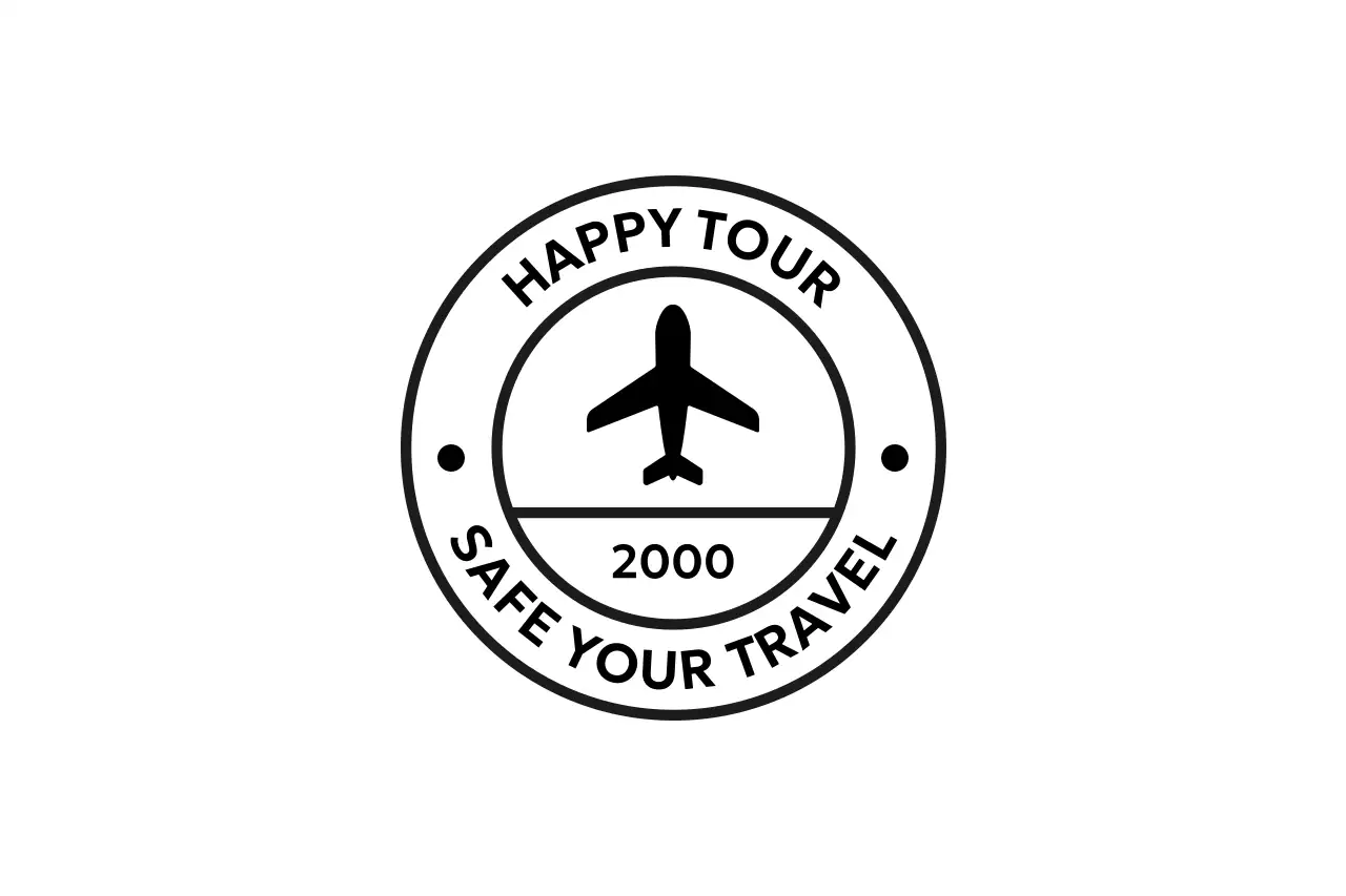 스탬프 형태의 심플한 여행 프로모션 로고