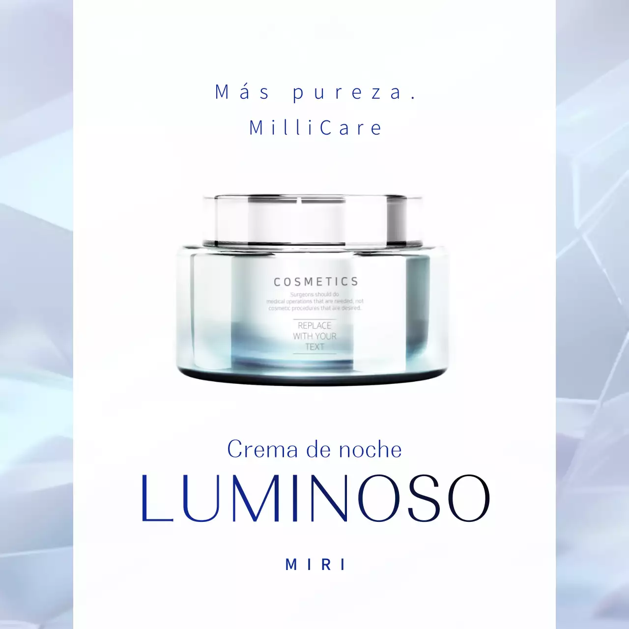 Cosméticos de lujo azules y plateados PR