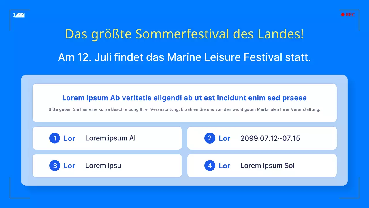 Förderung eines einfachen blau-gelben maritimen Freizeitfestes