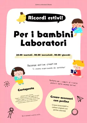 Carino il laboratorio di vacanze estive per bambini rosa e giallo Flyer