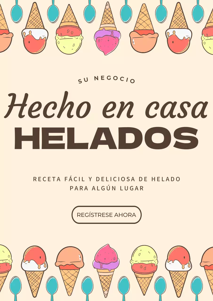 gris y marrón vintage helado casero promoción