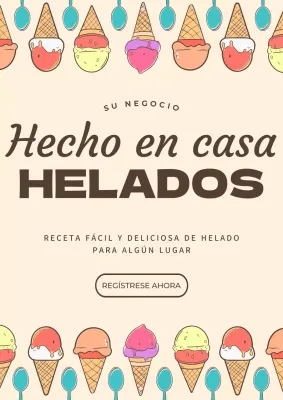 gris y marrón vintage helado casero promoción