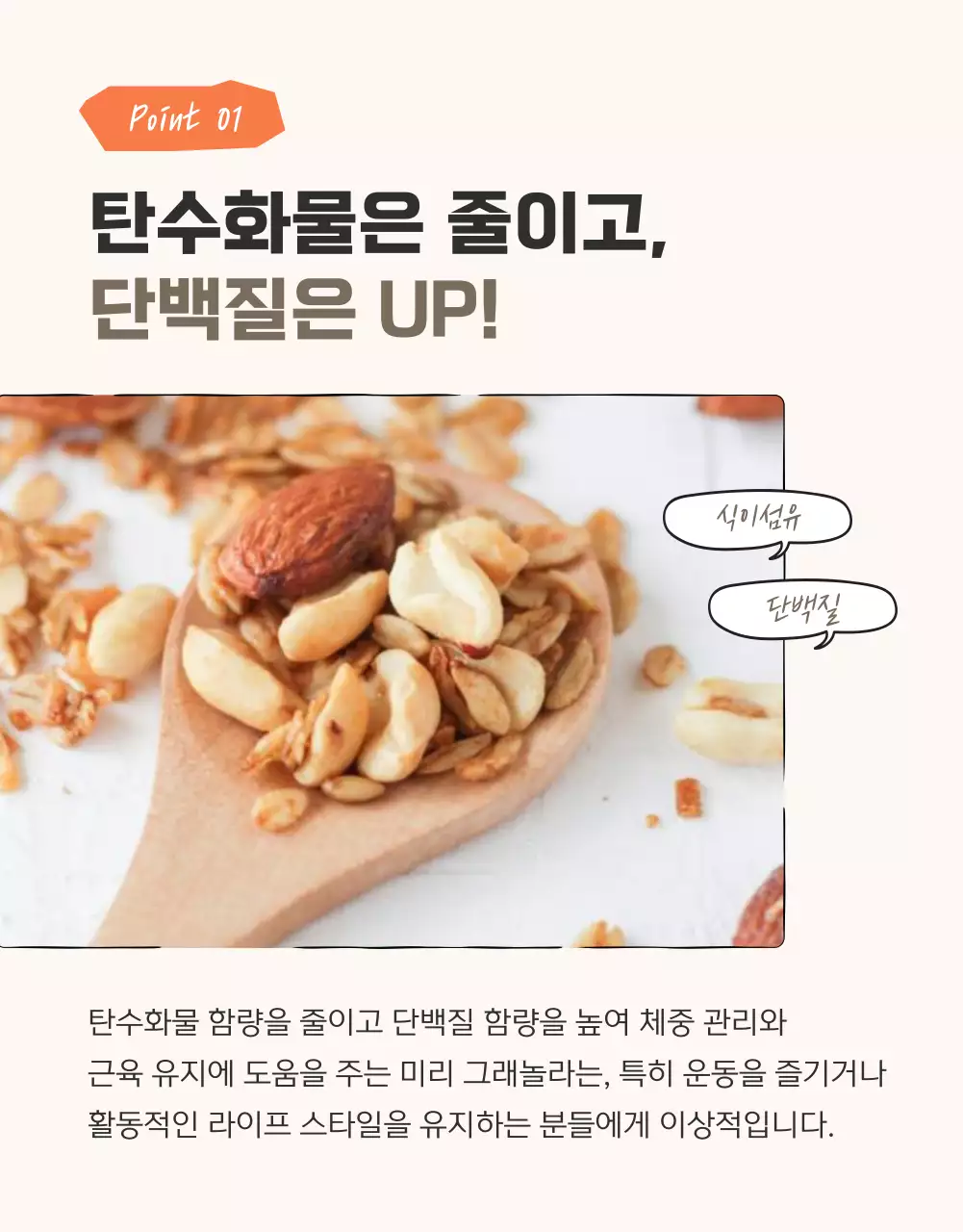 갈색과 베이지의 기본적인 그래놀라 체크포인트 홍보