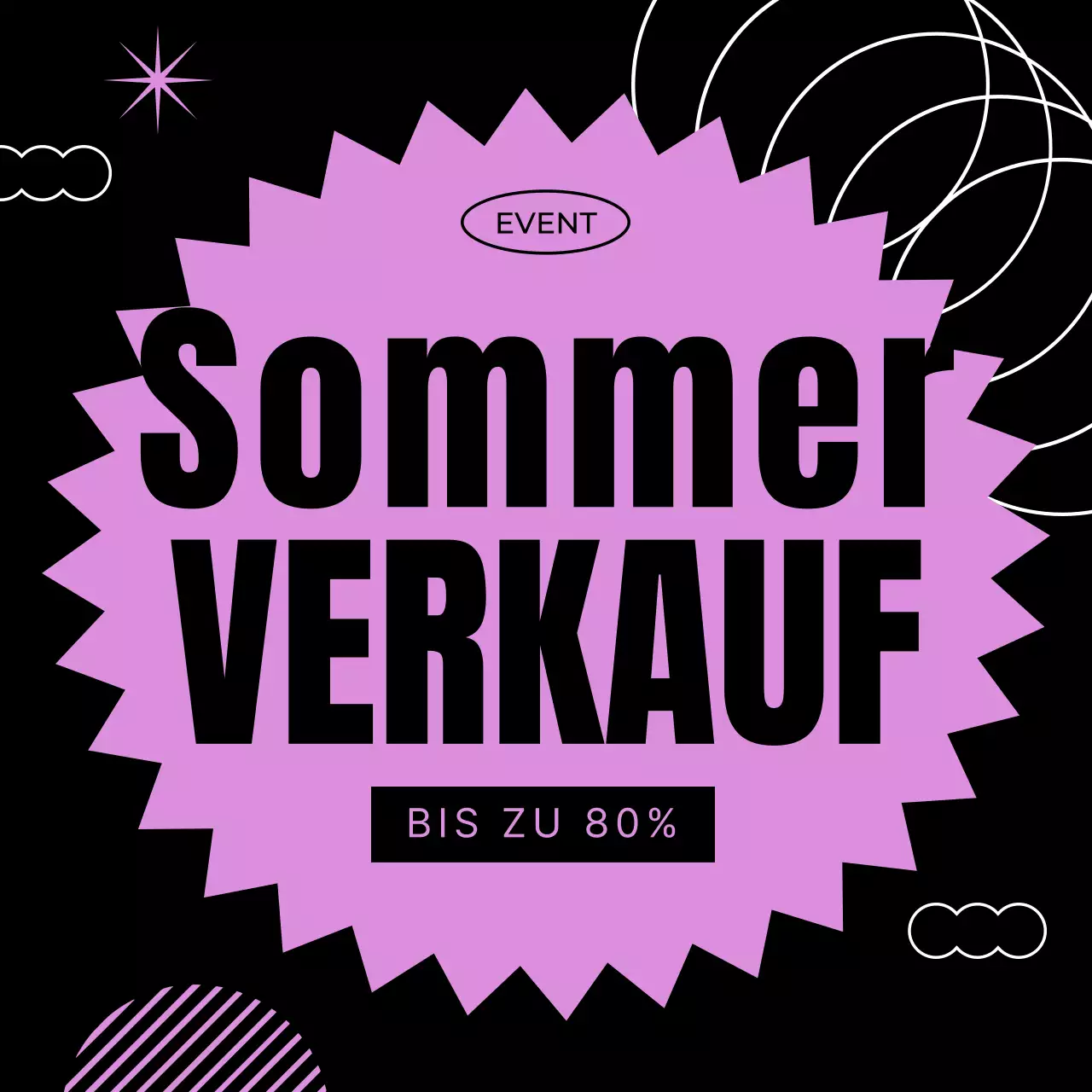 Werbung für einen kitschigen Sommerschlussverkauf in Schwarz