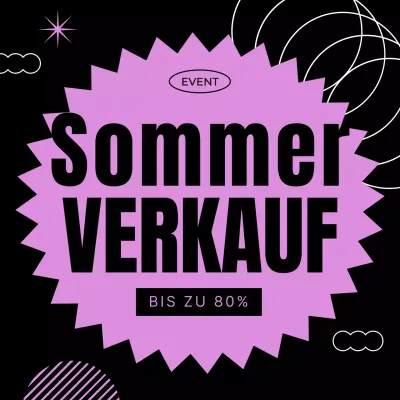 Werbung für einen kitschigen Sommerschlussverkauf in Schwarz