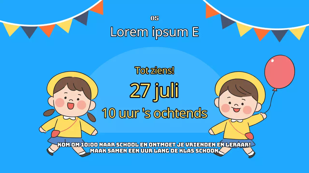Blauwe en gele leermiddelen in zomerschoolstijl