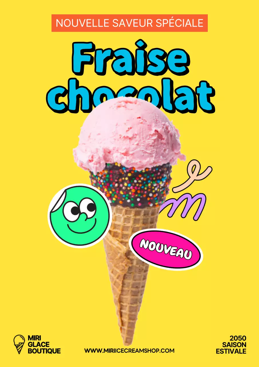 Le poste de crème glacée kitsch de Yellow