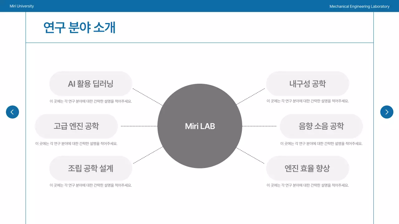 남색과 회색의 심플한 대학교 연구실 소개서