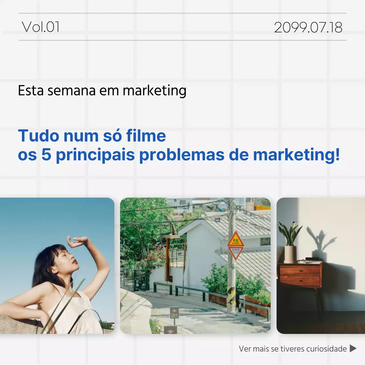 Capa da edição de marketing simples em azul e céu