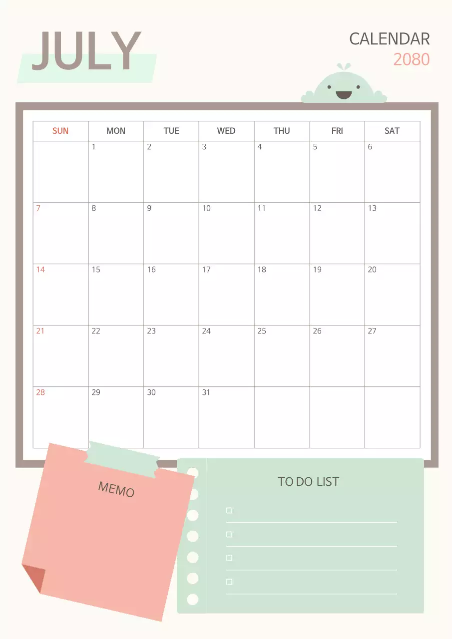 핑크와 그린의 아기자기한 스케줄 달력