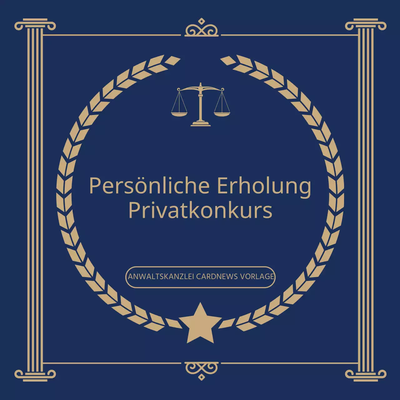 Werbung für eine elegante Anwaltskanzlei in Marineblau und Gold