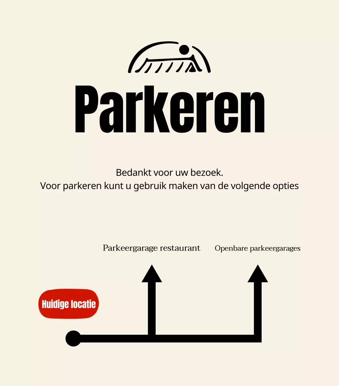 Keurig Koreaans restaurantlogo en parkeerinstructies