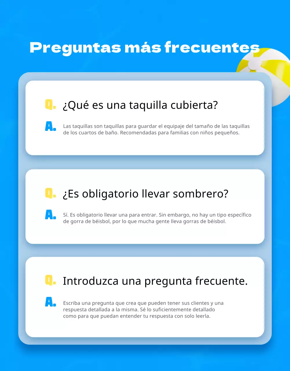 Anuncio promocional de una tienda de ocio con detalles en azul y amarillo