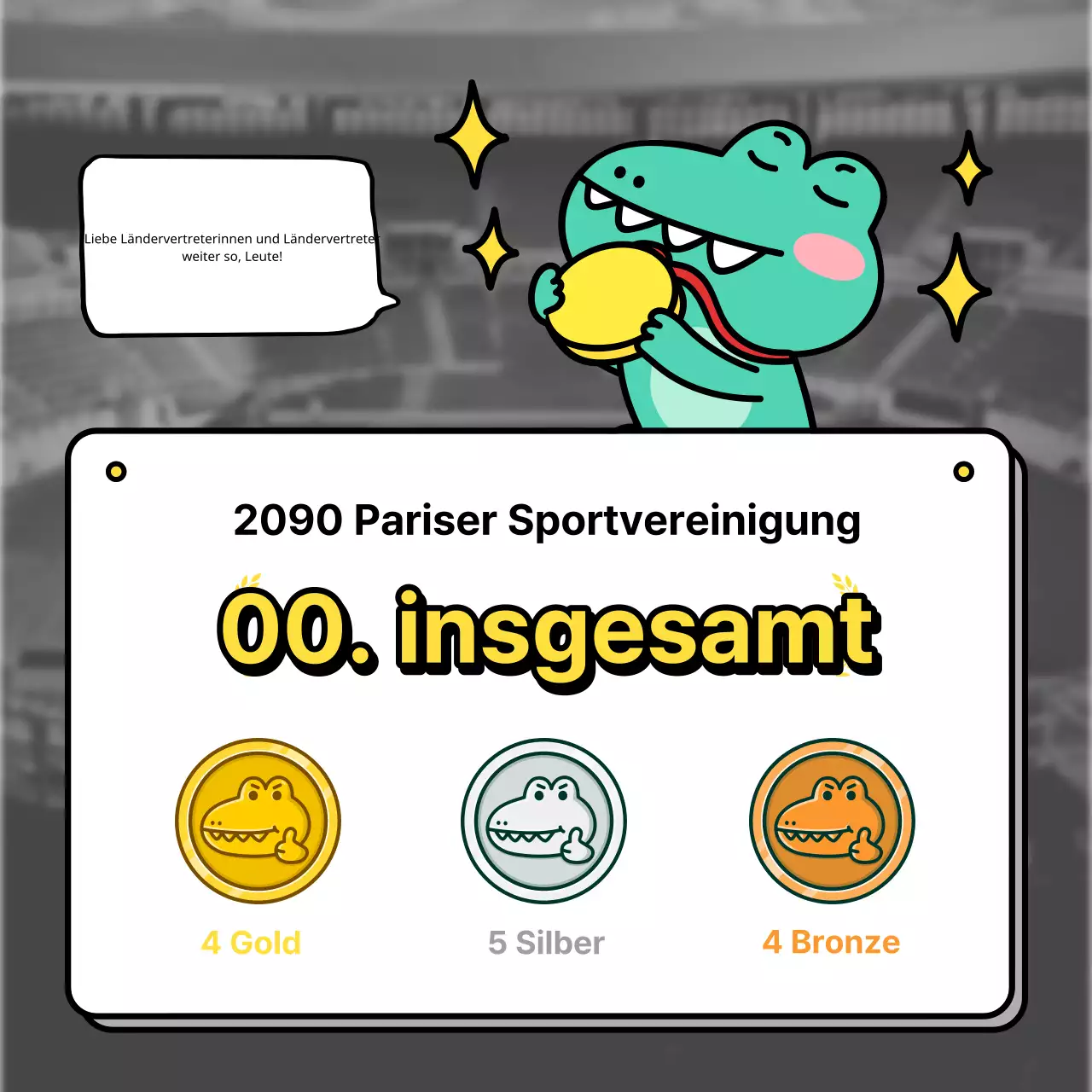 Förderung des kitschigen olympischen Medaillenspiegels in mint und schwarz-weiß