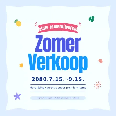 Mooie blauwe en lichtblauwe zomerkortingsadvertenties.