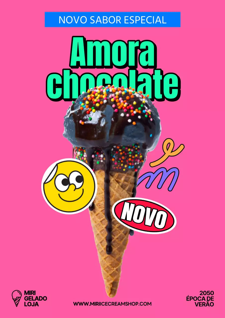 Posto de gelados cor-de-rosa e kitsch