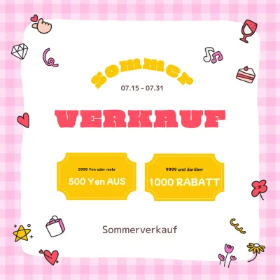 Rot-rosa kitschige Sommerschlussverkaufsanzeigen.