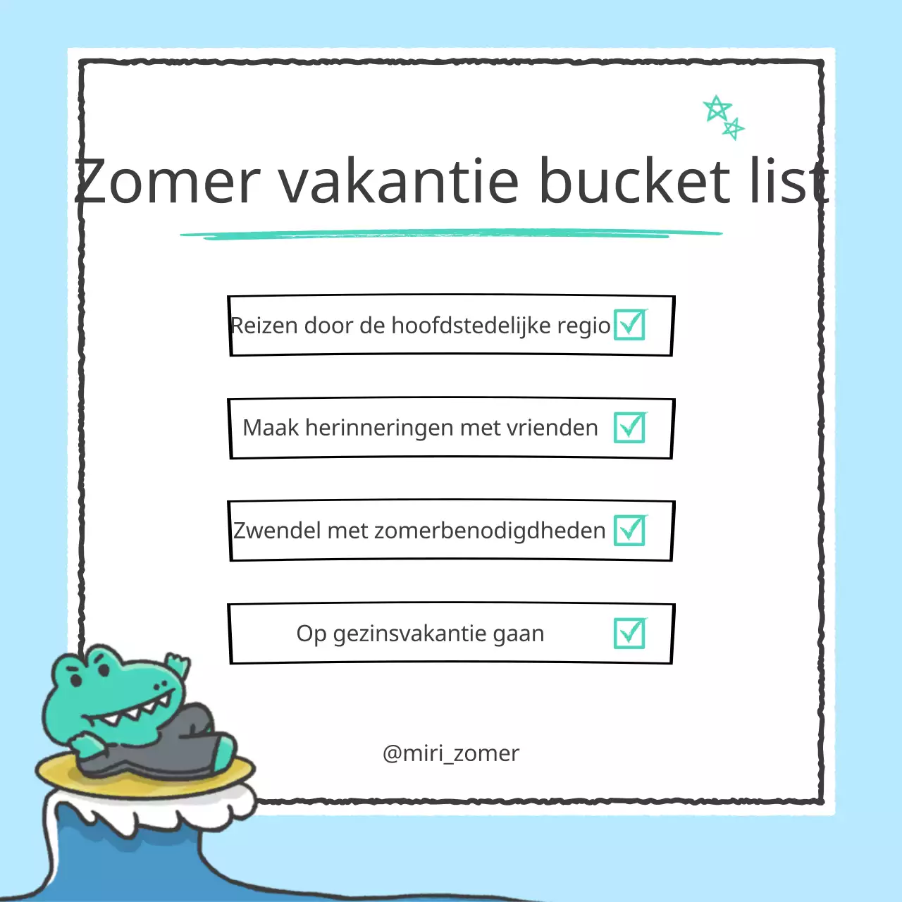 Maak een kitscherige zomer bucketlist in mint en lichtblauw